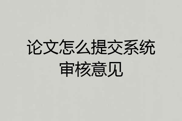 论文怎么提交系统审核意见