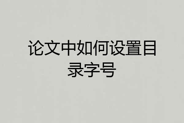 论文中如何设置目录字号