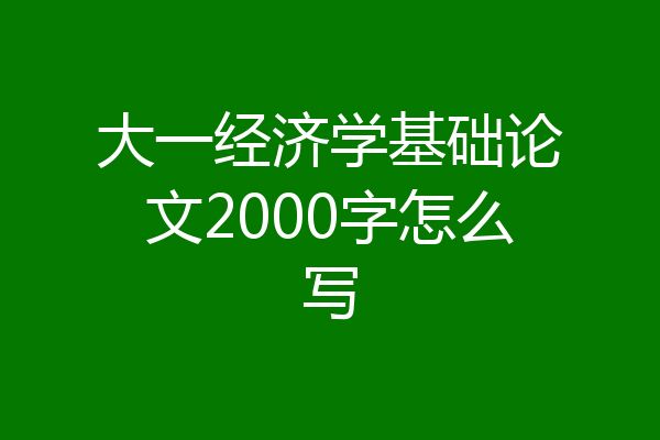 大一经济学基础论文2000字怎么写