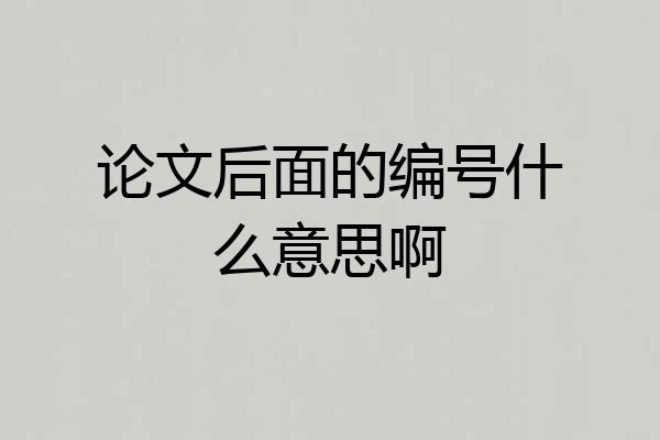 论文后面的编号什么意思啊