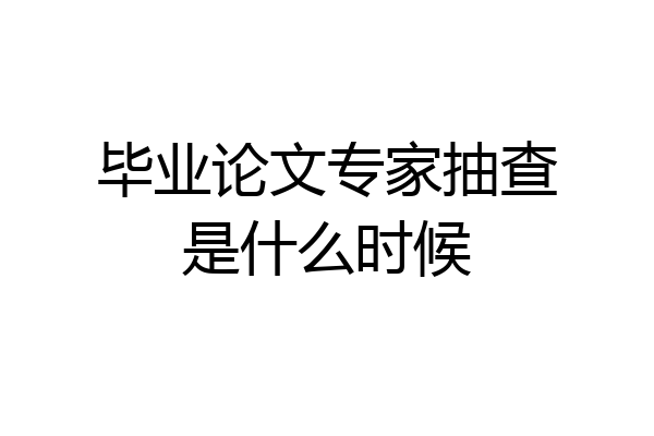 毕业论文专家抽查是什么时候