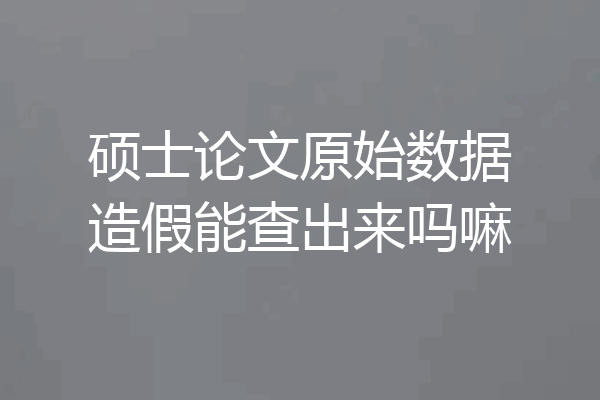 硕士论文原始数据造假能查出来吗嘛