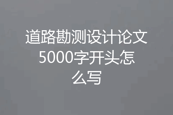 道路勘测设计论文5000字开头怎么写