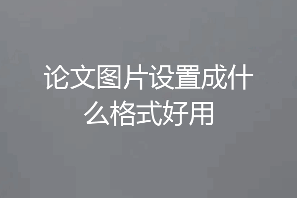论文图片设置成什么格式好用