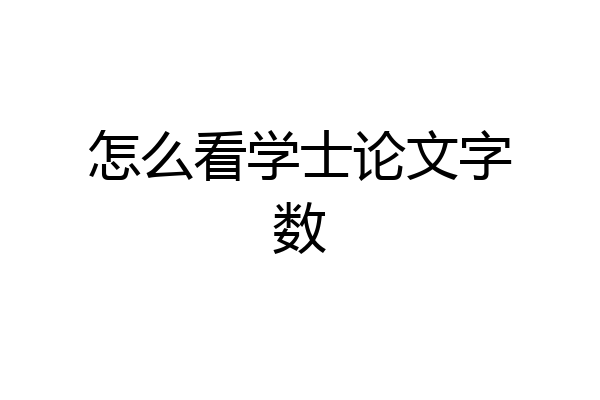 怎么看学士论文字数
