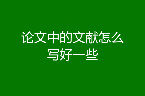论文中的文献怎么写好一些