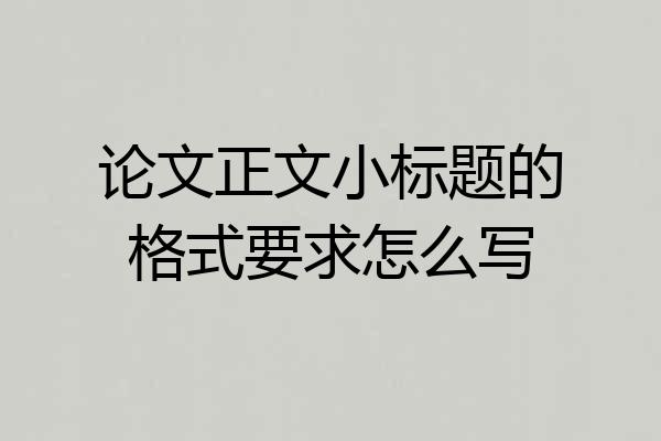 论文正文小标题的格式要求怎么写