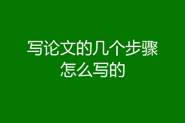 写论文的几个步骤怎么写的