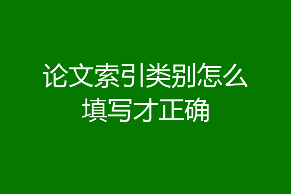 论文索引类别怎么填写才正确