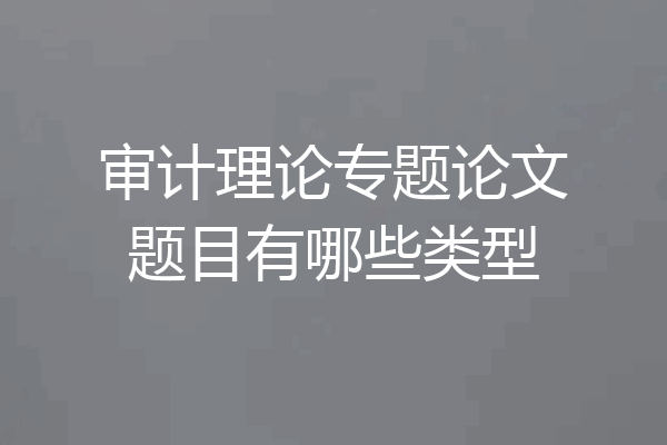 审计理论专题论文题目有哪些类型