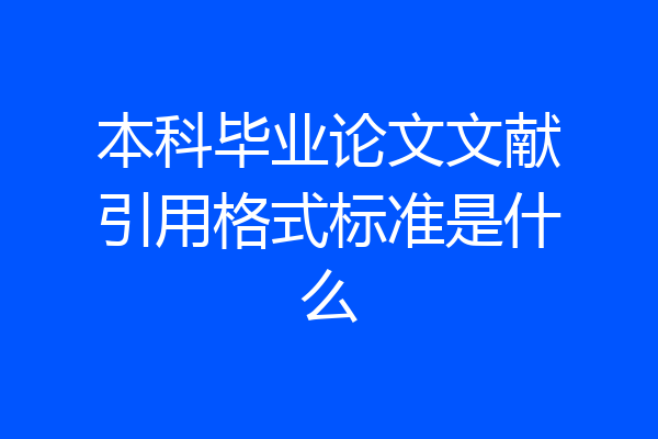 本科毕业论文文献引用格式标准是什么
