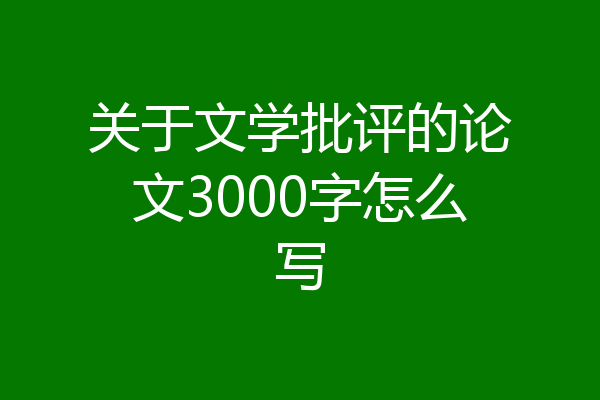 关于文学批评的论文3000字怎么写