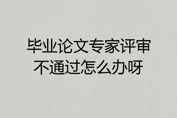 毕业论文专家评审不通过怎么办呀