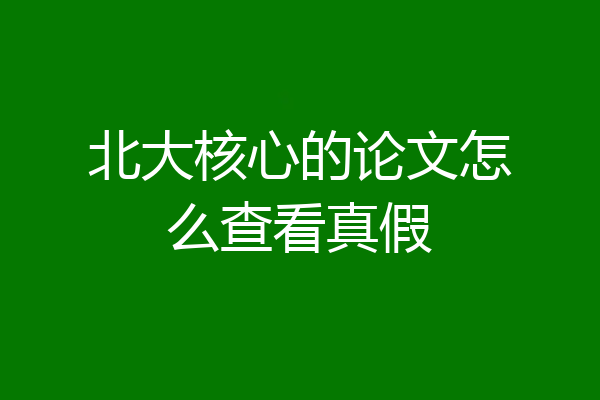北大核心的论文怎么查看真假