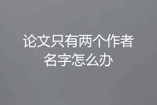论文只有两个作者名字怎么办