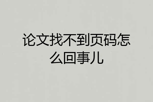 论文找不到页码怎么回事儿