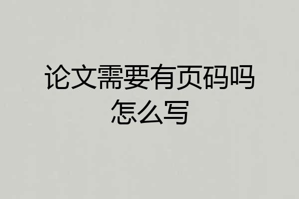 论文需要有页码吗怎么写