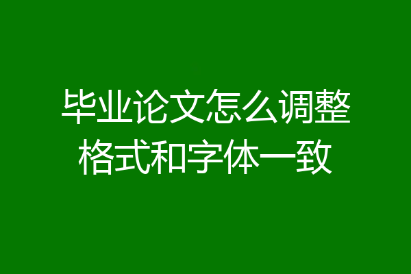 毕业论文怎么调整格式和字体一致