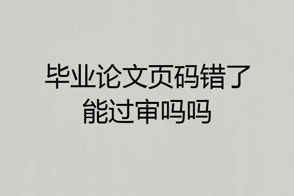 毕业论文页码错了能过审吗吗