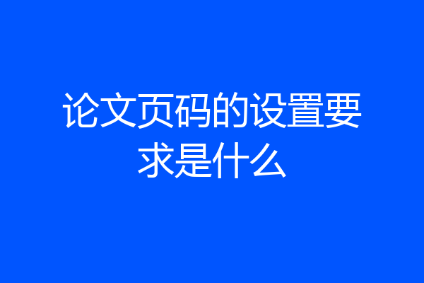 论文页码的设置要求是什么