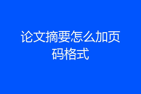 论文摘要怎么加页码格式