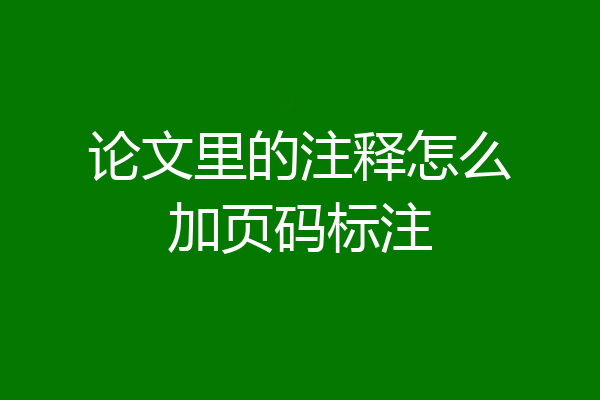论文里的注释怎么加页码标注