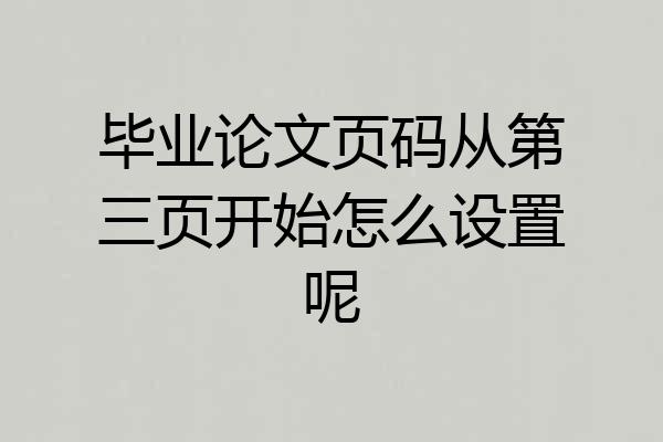毕业论文页码从第三页开始怎么设置呢