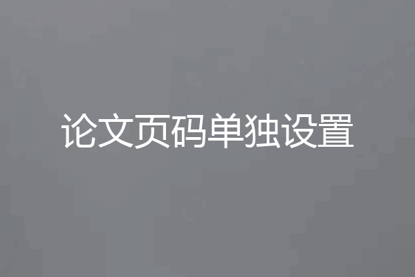 论文页码单独设置