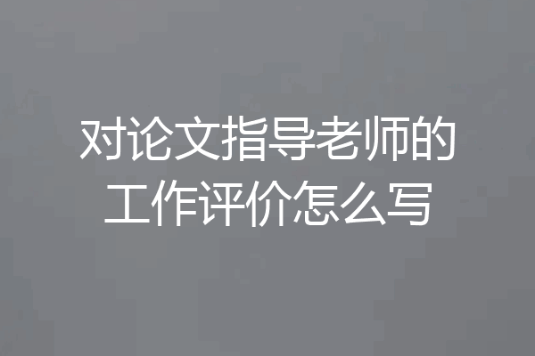 对论文指导老师的工作评价怎么写