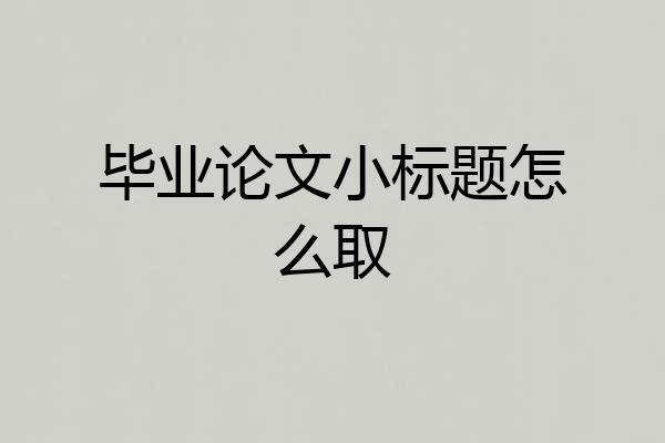 毕业论文小标题怎么取