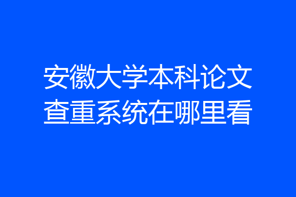 安徽大学本科论文查重系统在哪里看