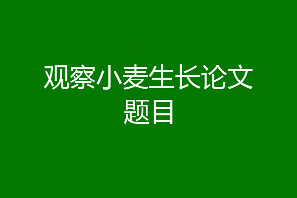 观察小麦生长论文题目