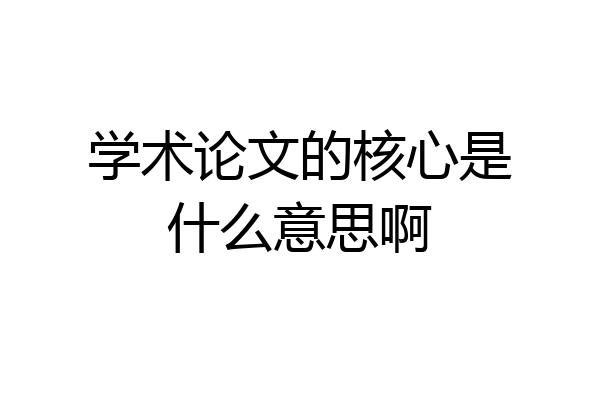 学术论文的核心是什么意思啊