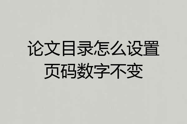 论文目录怎么设置页码数字不变