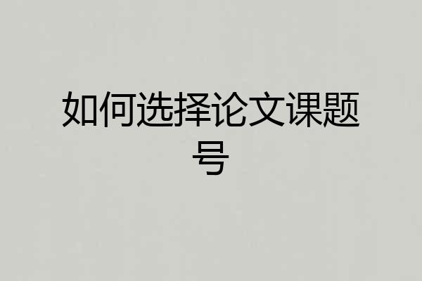 如何选择论文课题号