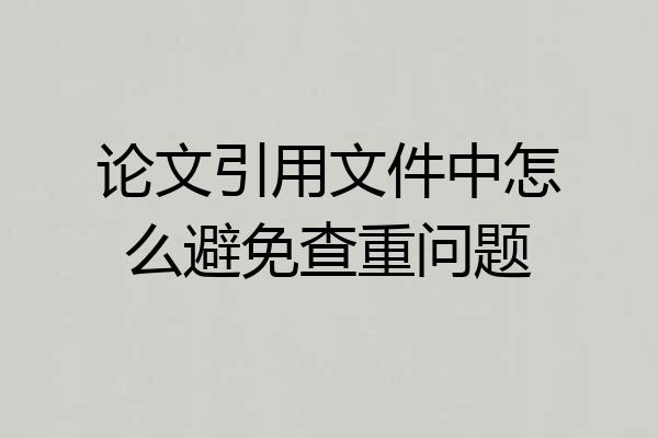 论文引用文件中怎么避免查重问题