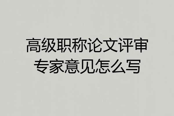 高级职称论文评审专家意见怎么写