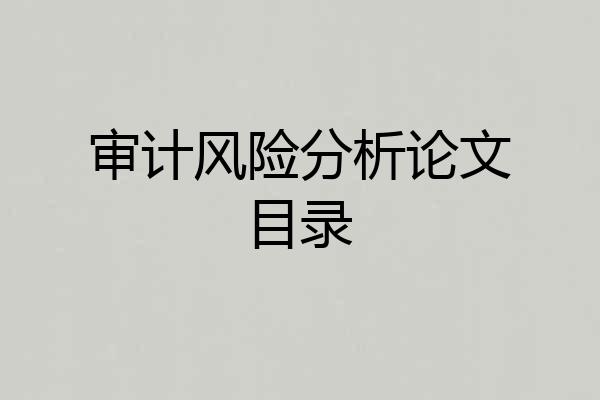 审计风险分析论文目录