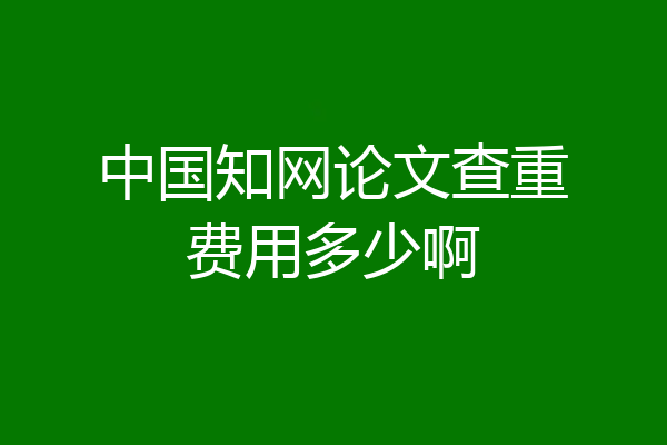 中国知网论文查重费用多少啊
