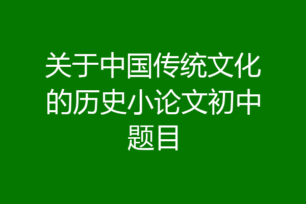关于中国传统文化的历史小论文初中题目