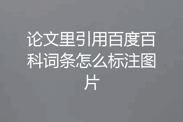 论文里引用百度百科词条怎么标注图片