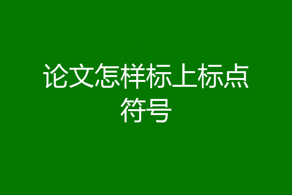 论文怎样标上标点符号