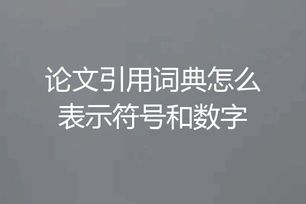 论文引用词典怎么表示符号和数字