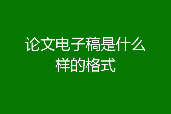 论文电子稿是什么样的格式