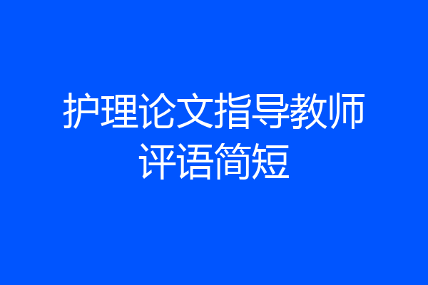 护理论文指导教师评语简短
