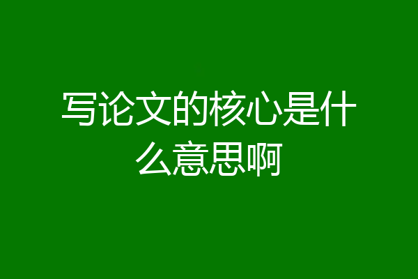 写论文的核心是什么意思啊
