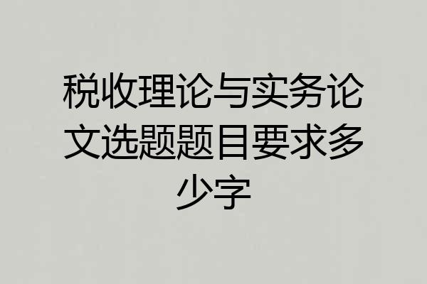 税收理论与实务论文选题题目要求多少字