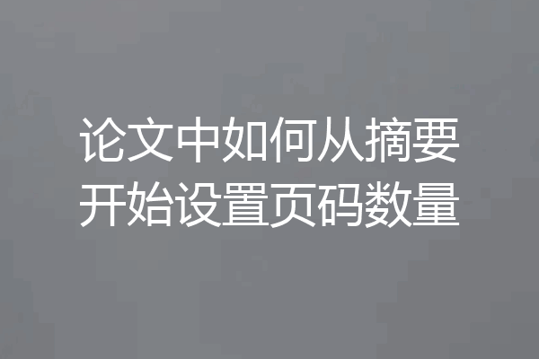 论文中如何从摘要开始设置页码数量