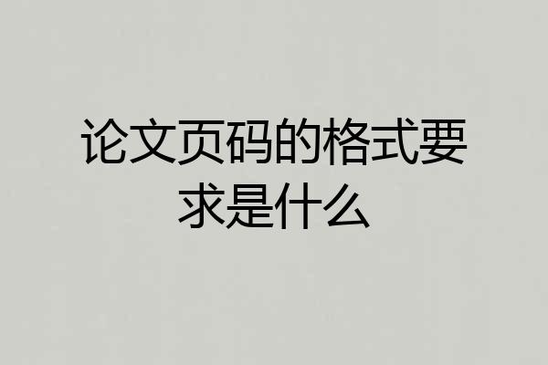 论文页码的格式要求是什么