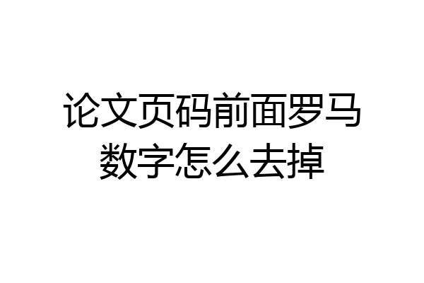 论文页码前面罗马数字怎么去掉